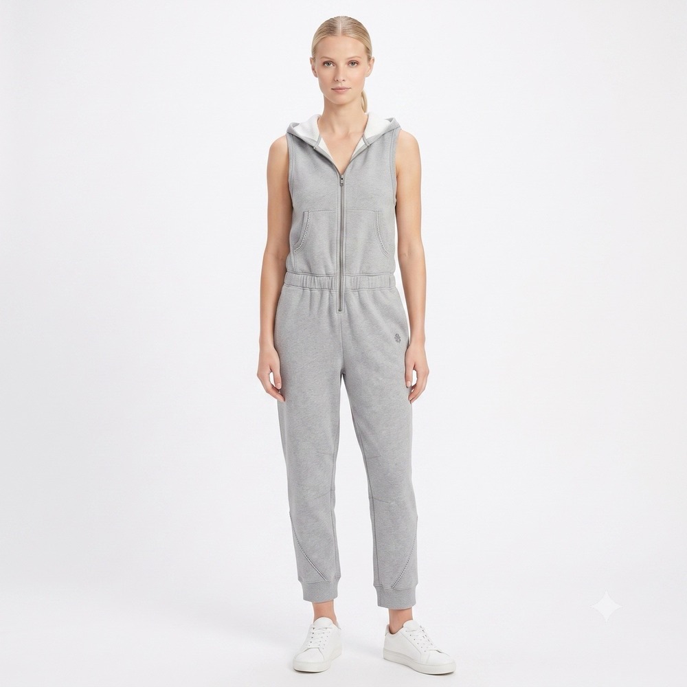 Free People Free Movement Gray Set Go Sleeveless Jumpsuit Boho Womens Small